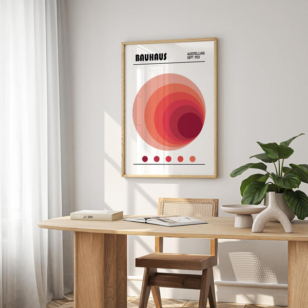 Gros plan sur la finition mate de l'impression murale spirale Bauhaus pour bureau