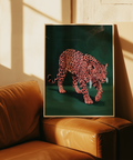 Chic Pink Leopard Wall Art art print, perfect for kids’ rooms, uses pink, green, black