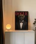 Affiche chic Dogue Boxer pour studio contemporain, en noir et rouge