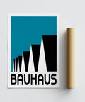 Affiche abstraite Bauhaus en bleu pour une décoration minimaliste