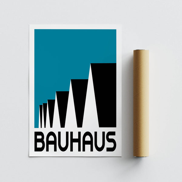 Affiche abstraite Bauhaus en bleu pour une décoration minimaliste