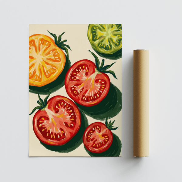 Tomates italiennes Impression multicolore, décoration murale pour l'intérieur d'un restaurant