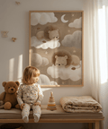 Lions Nursery Art, avec ses tons crème, marron et blanc, est parfait pour la chambre d'une petite fille.