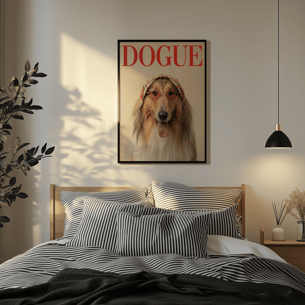 Impression Dogue Rough Collie aux tons bruns et rouges vifs, poster idéal pour la chambre d'un amoureux des animaux.