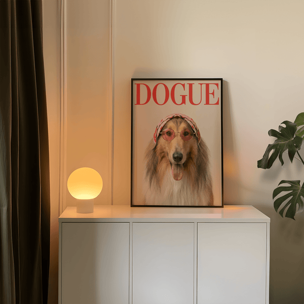Affiche imprimée Rough Collie Dogue en marron et beige, adaptée aux chambres minimalistes