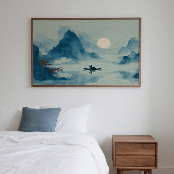 Impression murale Zen apaisante bleue et rouge pour poster mural de bureau