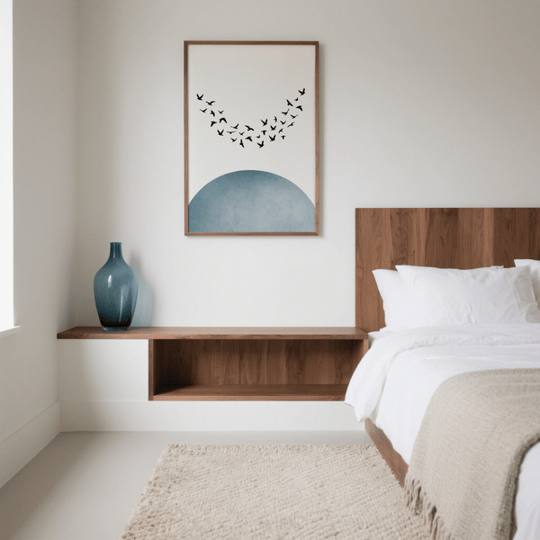 Poster minimaliste pour décoration murale représentant des oiseaux bleus et blancs, décoration pour chambre à coucher