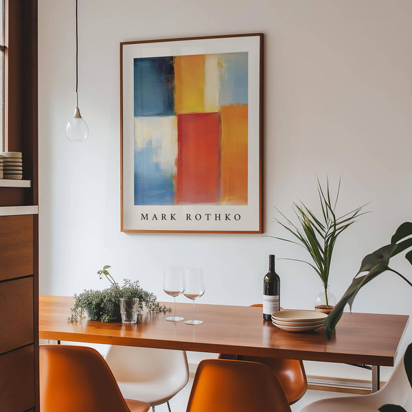 Tableau encadré Mark Rothko Orange Rouge et Jaune art abstrait sur mur