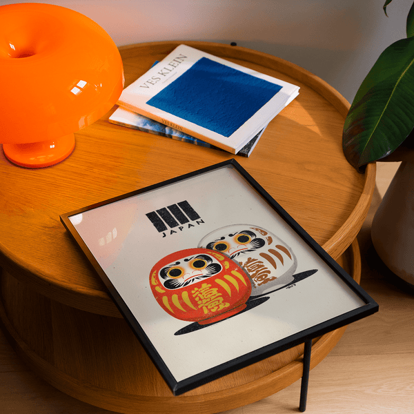 Daruma Doll Print with beige yellow highlights for hallway