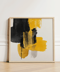 Dynamic Abstract Poster Art using yellow, black for entryway wall art