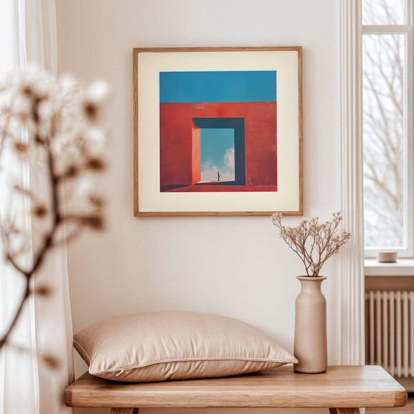 Art mural conceptuel avec une porte mystérieuse vers le ciel