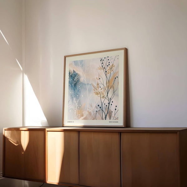 Œuvres d'art inspirées de la nature dans le style Japandi, présentées dans une collection d'imprimés neutres