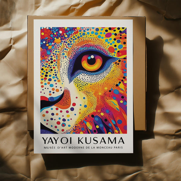 Poster Lion Animal au design multicolore, idéal pour une chambre d'enfant ou une crèche.