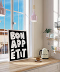 Poster mural Bon Appétit, décoration minimaliste pour cuisine française
