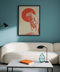 Décoration murale Bold Tiger, imprimé animalier beige et rouge pour salle d'étude