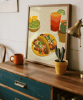 Impression artistique Tacos beige et vert pour une cuisine moderne