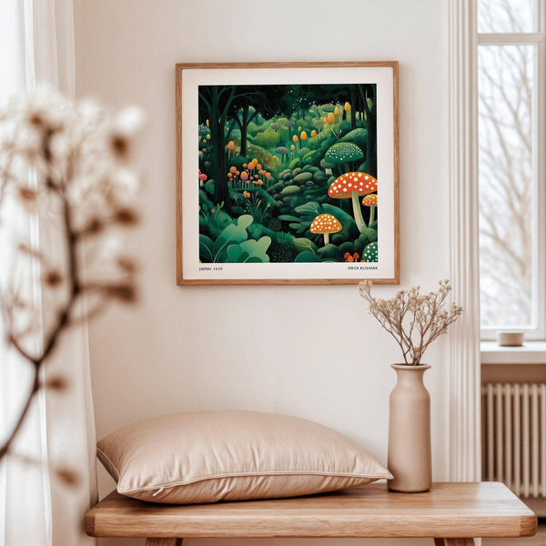 Décoration murale artistique représentant une forêt enchantée avec des détails complexes