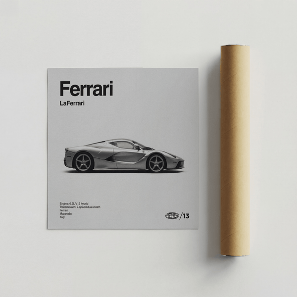 Poster LaFerrari noir et blanc avec gris pour décoration murale de salon