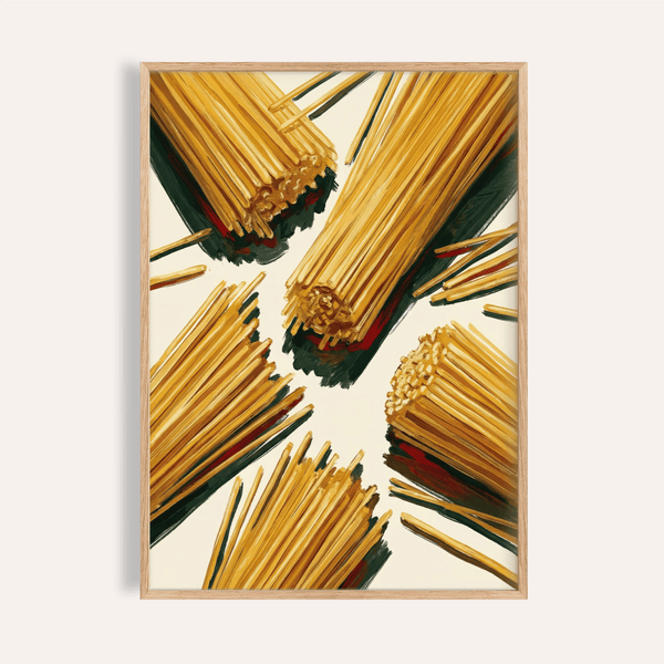 Spaghetti Wall Art en beige et jaune pour décorer votre cuisine