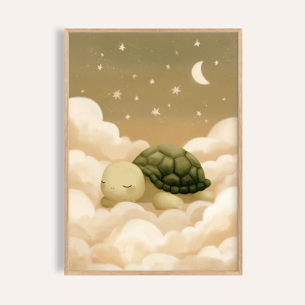 Jolie décoration murale tortue verte et beige pour une chambre d'enfant douillette