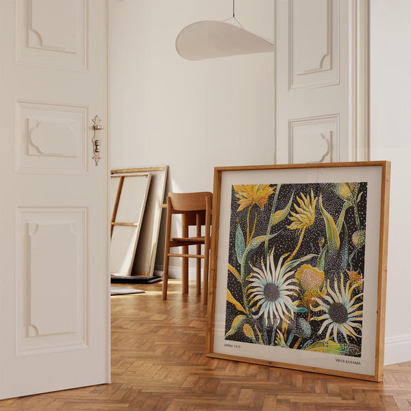 Art abstrait moderne Décoration murale florale influencée par un artiste japonais.