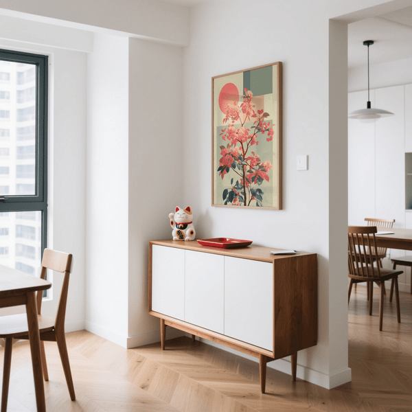 Imprimé floral abstrait audacieux en rose et vert pour décorer les murs de votre couloir