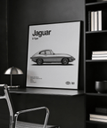 Impression Jaguar Type E en noir et blanc pour la décoration de votre salon