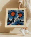 Décoration murale de haute qualité représentant une fleur bleue sur papier mat
