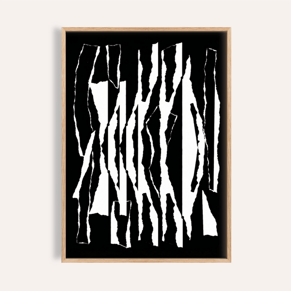 tableau abstrait noir et blanc à rayures modernes pour le salon