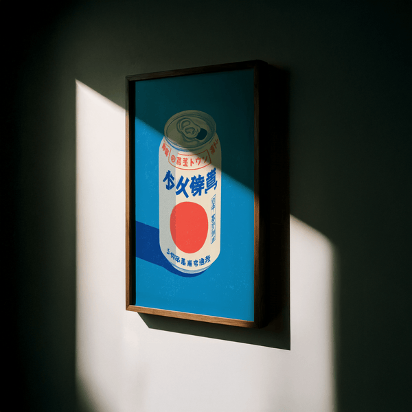 Impression artistique japonaise Soda Print bleue et rouge pour la décoration de bureau