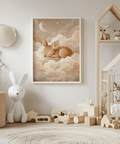 Décoration murale Sleeping Deer dans des tons rose et beige rêveurs pour la chambre d'enfant