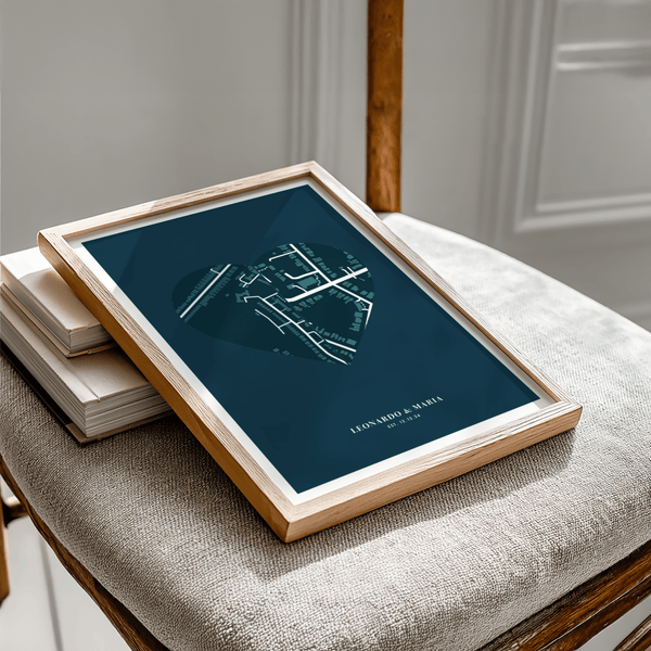 Poster Love Map en vert et blanc pour un espace de vie romantique