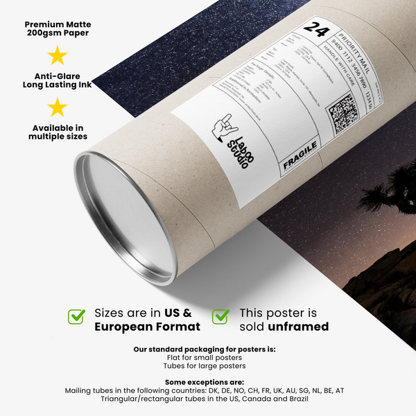 Night Desert Poster showcasing Yellow starlight for guest room poster