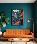 Impression d'art urbain japonais rose et bleu pour décorer les murs de votre bureau