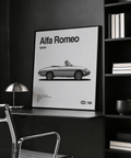 Impression artistique Alfa Romeo en noir et blanc pour la décoration du salon