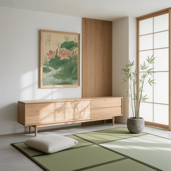 Imprimé fleur de lotus avec des fleurs roses pour une affiche apaisante pour chambre d'enfant