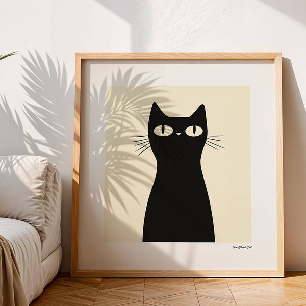 Une œuvre d'art simple représentant un chat noir, parfaite pour les amoureux des animaux