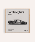 Impression artistique Lamborghini dans les tons gris, blanc et noir pour décorer les murs de votre salon