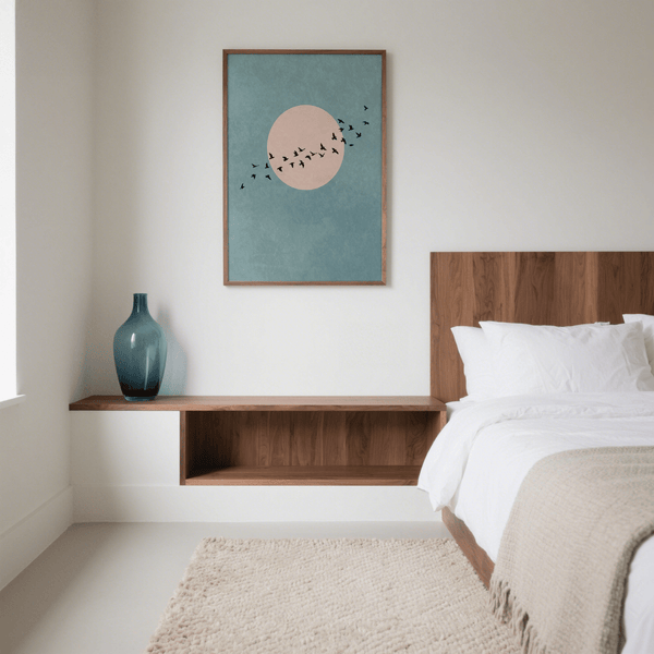 Décoration murale représentant des oiseaux blancs, roses et bleus pour la décoration d'une chambre à coucher