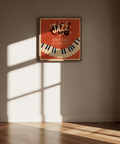 Affiche Jazz Art Print avec rouge et noir, parfaite pour décorer les murs d'une salle de musique