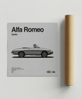 Impression artistique Alfa Romeo blanche et noire, parfaite pour décorer votre salon