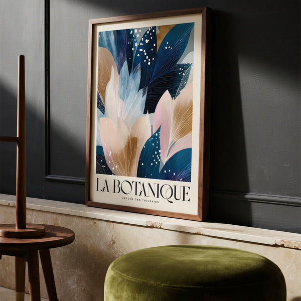 Impression artistique botanique avec textures de feuilles ivoire et marron pour décoration murale