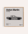 Affiche Aston Martin classique en gris, noir et blanc pour décorer les murs de votre salon