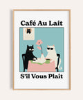 Décoration murale originale pour cuisine avec affiche « Café au Lait Cats »
