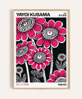 Décoration murale florale moderne représentant des fleurs roses de Yayoi Kusama