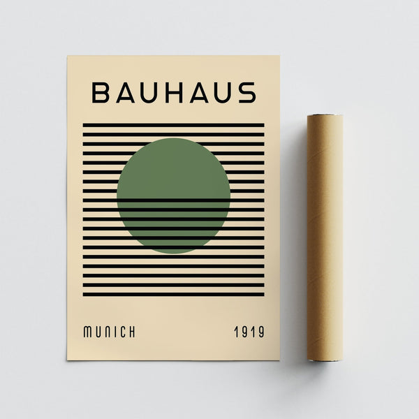 Affiche artistique abstraite du Bauhaus mettant en valeur l'équilibre et la structure