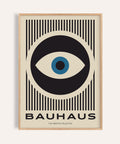 Affiche d'art moderne avec motif œil Bauhaus en noir et bleu