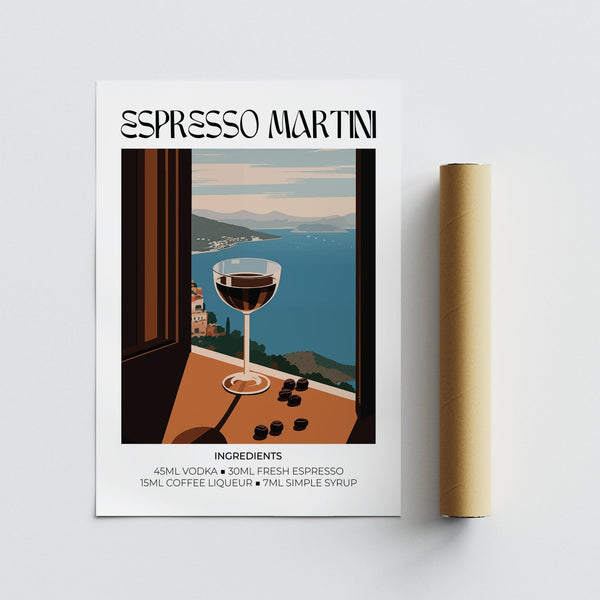 Affiche Espresso Martini de haute qualité avec illustration de style Matisse