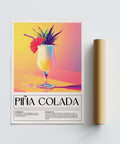 Recette de la piña colada présentée dans une affiche murale moderne sur le thème des boissons