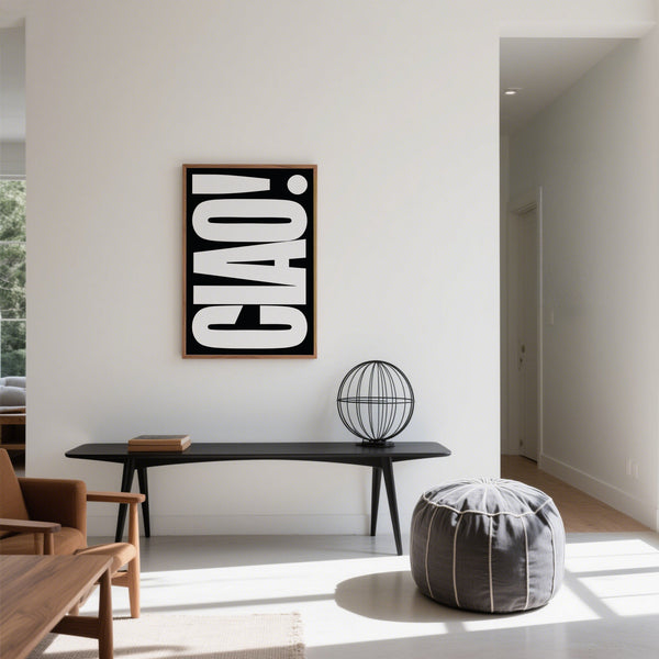 Affiche Ciao avec lettrage minimaliste chic
